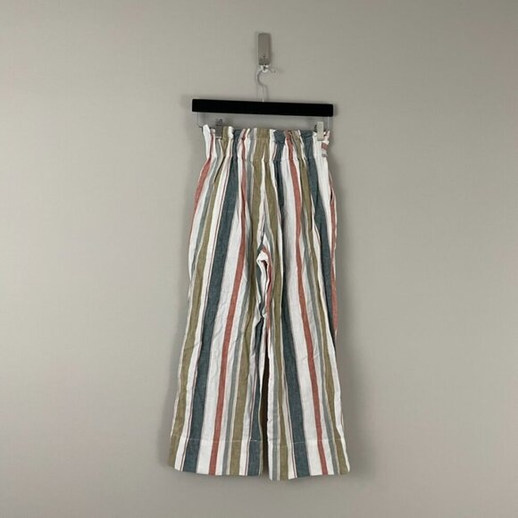 Madewell Tie-Waist Striped Huston Pull-On Crop Pants Size XXS - Picture 2 of 7